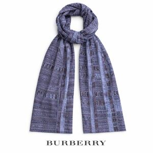 Burberry Luxury Textured Long Scarf | Blue & Purple